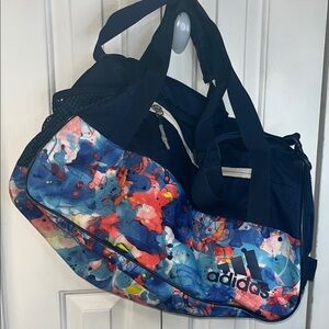 Adidas duffle gym bag navy blue women’s watercolor colorful sports luggage